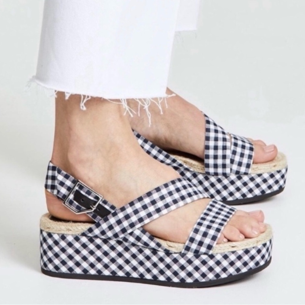 Rag & Bone Gingham Espadrille Platform Sandals - Picture 11 of 11